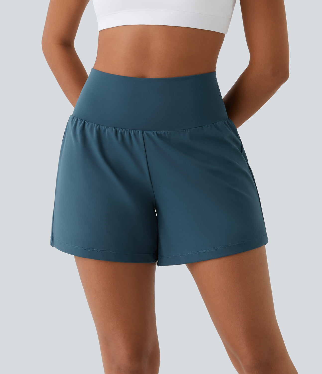 HERA 2-in-1 sportshorts mit Hoher Taille, Hintertasche und Seitentasche