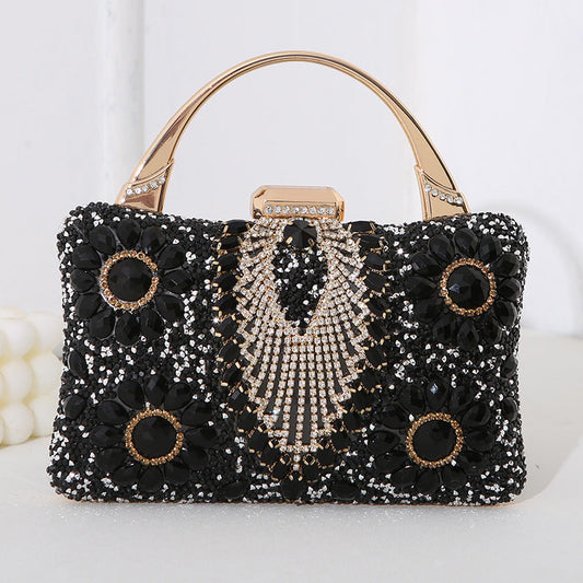 HERA metallische handgefertigte Diamant-inlay-Abendtasche