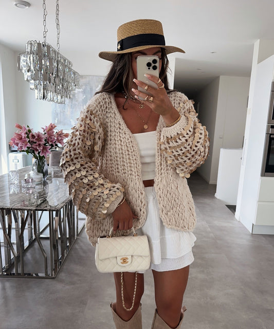 HERA Pailletten Cardigan Ruia Beige