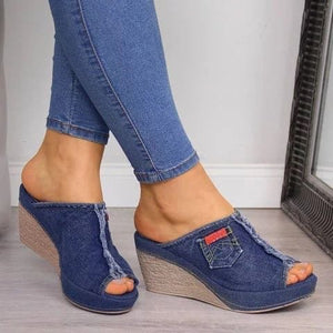 HERA | Orthopädische Denim-Fischmaulsandalen