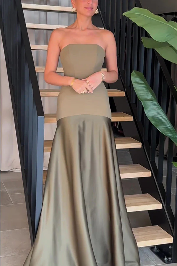 HERA Satin Trägerlos Flare Kleid