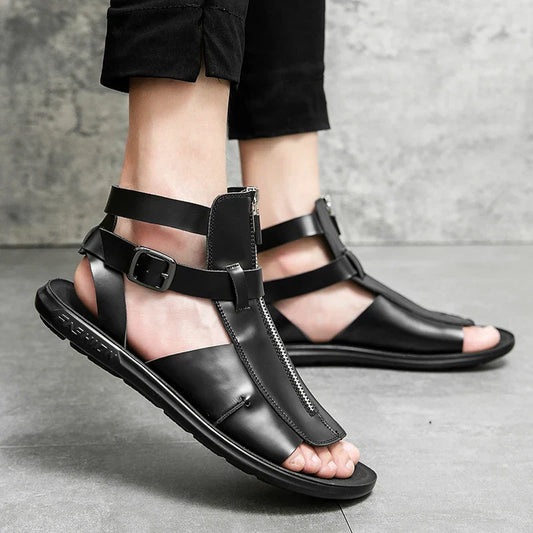 HERA - Flache Ledersandalen im römischen Stil