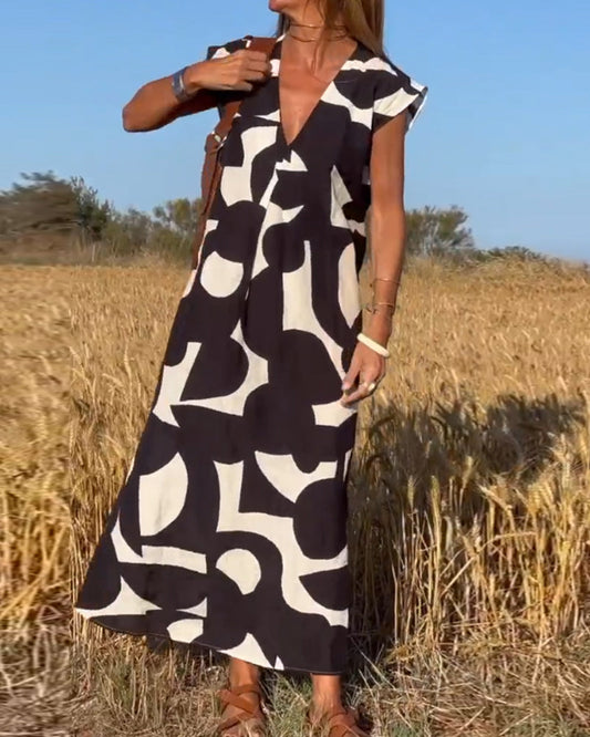 HERA Amara™ - Maxikleid mit Print und V-Ausschnitt