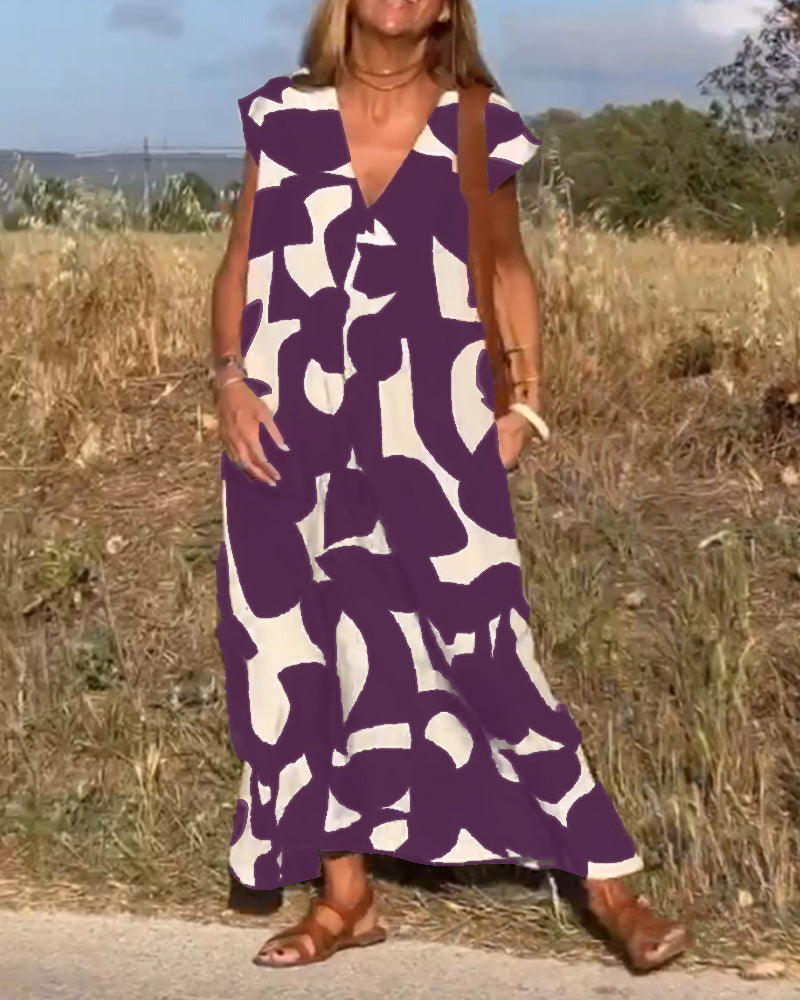 HERA Amara™ - Maxikleid mit Print und V-Ausschnitt