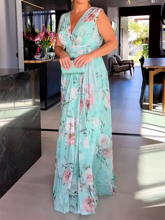 HERA Ärmelloses Sommerkleid mit V-Ausschnitt und Schlitz