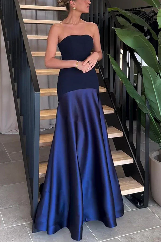 HERA Satin Trägerlos Flare Kleid