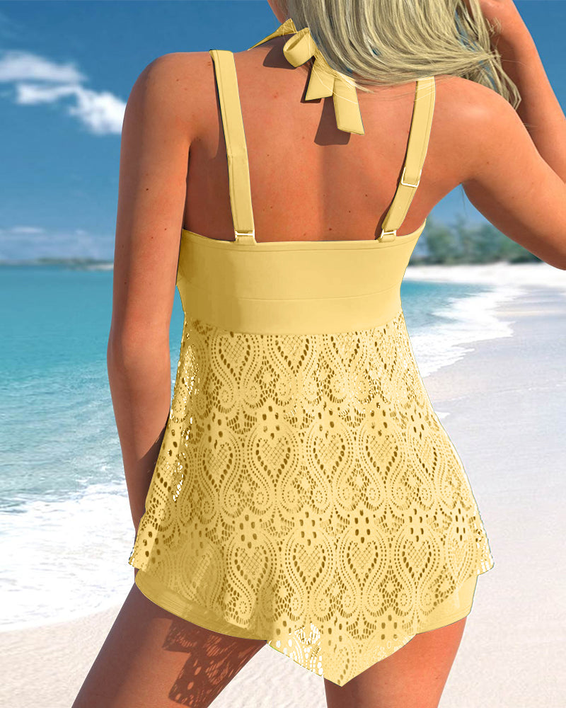 HERA – Schlichter Tankini mit aufgenähter Spitze