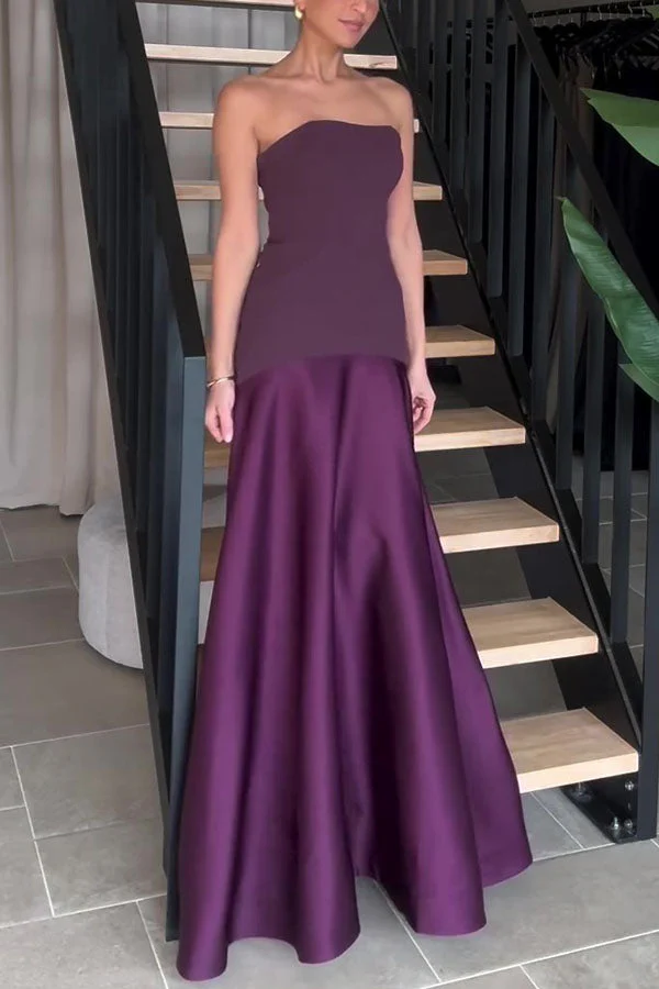 HERA Satin Trägerlos Flare Kleid