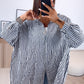 HERA OVERSIZE Musselin Bluse mit Streifen / weiss - dunkel blau Art. 6606