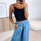 HERA weite, luftige Hose im Denim Look, geraffter Bund / mittel blau Art. 6687