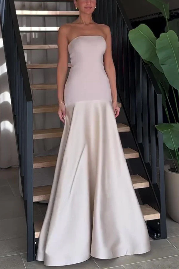 HERA Satin Trägerlos Flare Kleid