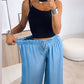 HERA weite, luftige Hose im Denim Look, geraffter Bund / mittel blau Art. 6687