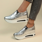 HERA – Damen-Sneaker mit Schlangenmuster in Silber und Gold