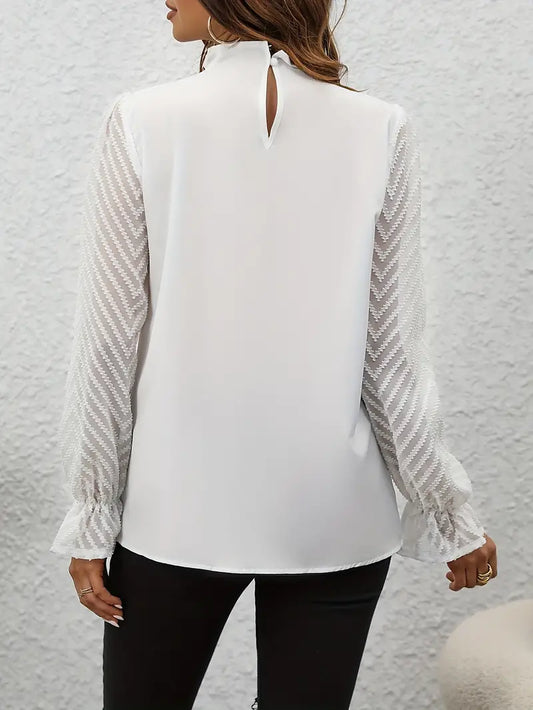 HERA Bluse | Schicker plissierter top mit netzärmeln für damen