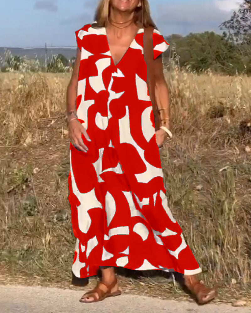 HERA Amara™ - Maxikleid mit Print und V-Ausschnitt