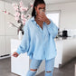 HERA Musselin Bluse Freya Hellblau Kurz