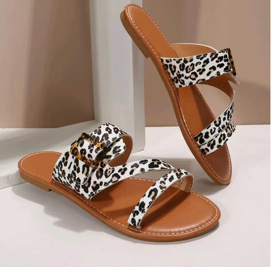 HERA | Orthopädische Leopard Print Pantoffeln Sommer flache Sandalen