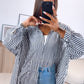 HERA OVERSIZE Musselin Bluse mit Streifen / weiss - dunkel blau Art. 6606