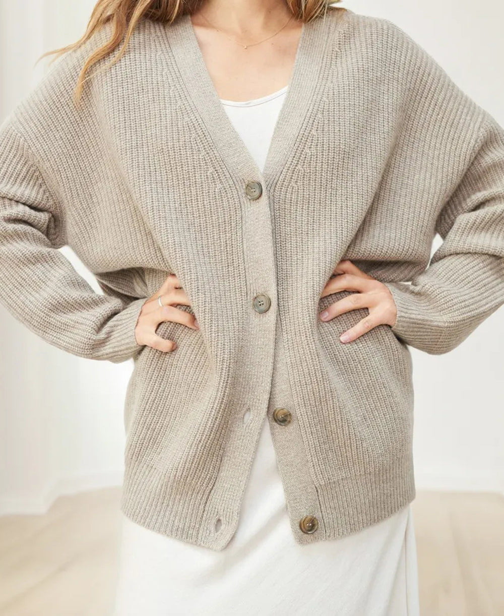 HERA Cardigan | Elegante, übergroße weste für Damen mit Knopfverschluss und V-Ausschnitt