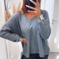 HERA Leichter, super weicher Pullover, V-Ausschnitt / dunkel grau Art. 7086