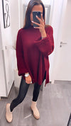 HERA Oversize Pullover mit Schlitz / weinrot Art. 3540