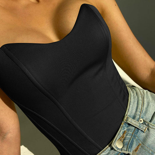 HERA Eleganter Tube-Top | Schmal geschnitten | Ärmellos | Korsett-Stil | Crop-Top