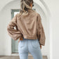 HERA Damenjacken | Lantern Sleeve Cropped Bomber Jacke: Modischer Vintage Mantel