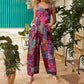 HERA -Stil Damen Jumpsuits | Sommerliche Overalls mit Multicolor-Muster