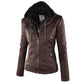 HERA Lederimitat Mantel | Damen Kapuzenjacke: Basic PU-Jacke