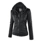 HERA Lederimitat Mantel | Damen Kapuzenjacke: Basic PU-Jacke