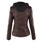 HERA Lederimitat Mantel | Damen Kapuzenjacke: Basic PU-Jacke