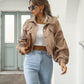 HERA Damenjacken | Lantern Sleeve Cropped Bomber Jacke: Modischer Vintage Mantel