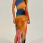 HERA - Damen Midi-Kleid mit Tie-Dye-Druck und Rippenmuster - Bodycon-Stil mit seitlichem Schlitz