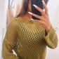 HERA Strick Pullover mit Loch Muster / dunkel matcha Art. 6927