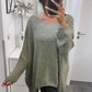 HERA Strick Pullover mit Vokuhila Schnitt / khaki Art. 5000