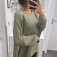 HERA Strick Pullover mit Vokuhila Schnitt / khaki Art. 5000