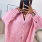 HERA OVERSIZE Musselin Bluse mit Streifen / weiss - pink Art. 6603