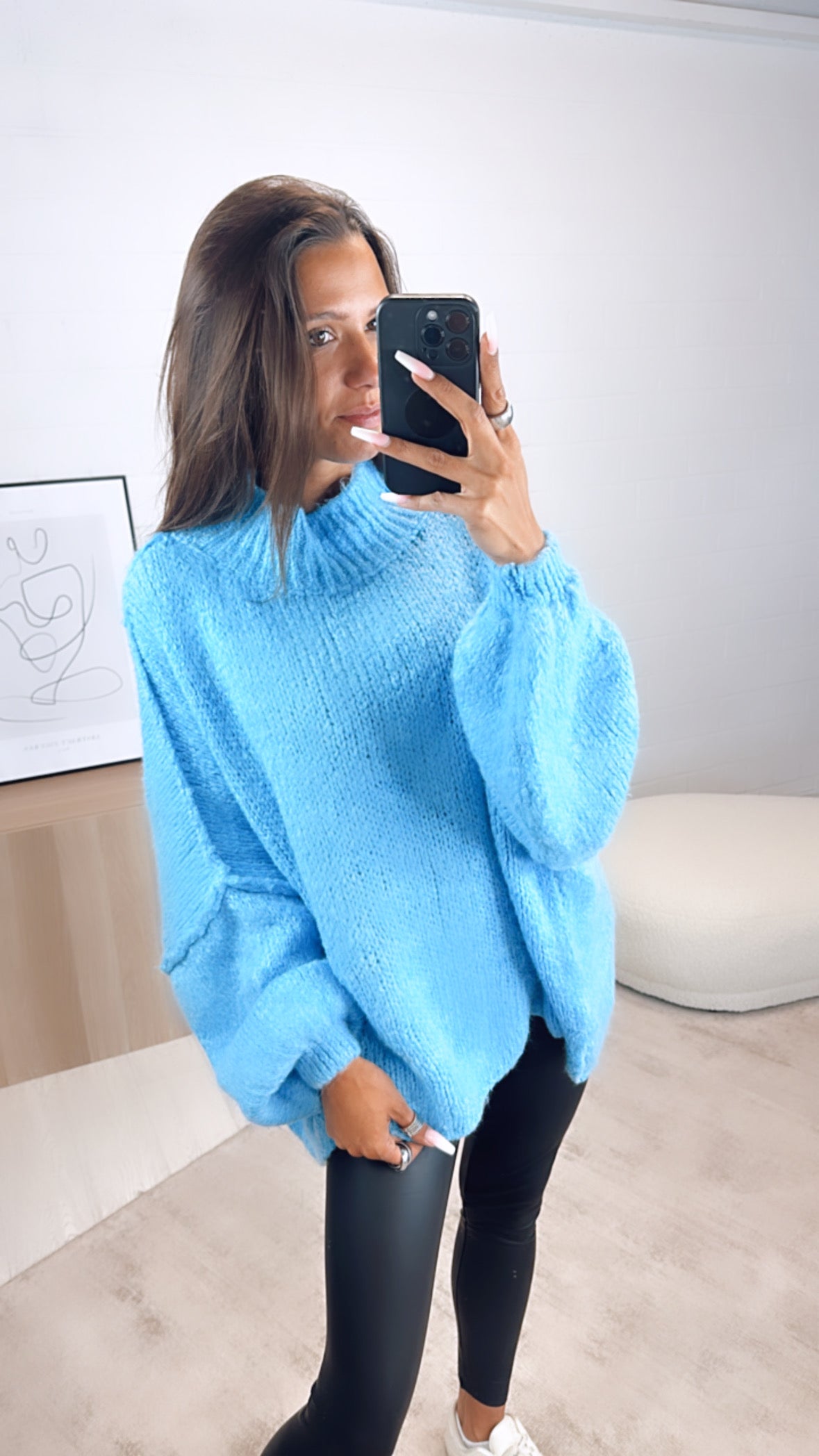 HERA Oversize Kuschel - Pullover / blau Art. 6840