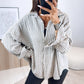 HERA Oversize Musselin Bluse mit Streifen / taupe - beige Art. 6800