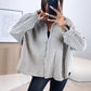 HERA Oversize Musselin Bluse mit Streifen / taupe - beige Art. 6800