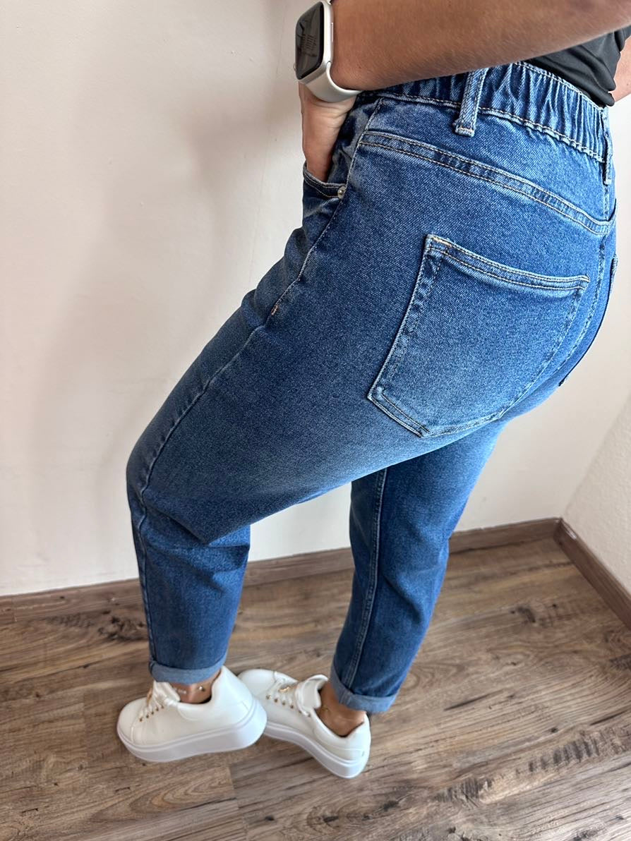 HERA Jeans mit elastischem Bund dunkelblau