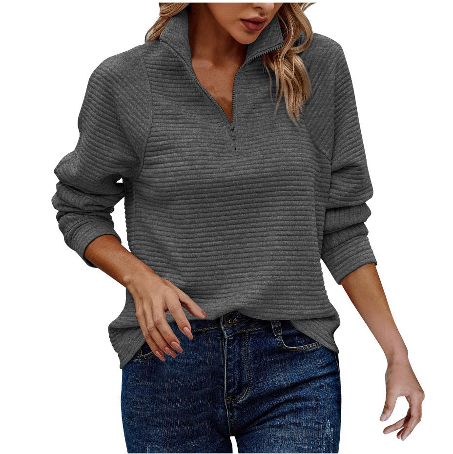 HERA – Damen-Pullover mit V-Ausschnitt, hochwertigem Stoff und Reißverschluss-Detail