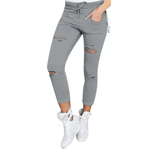 HERA - Damen Große Größe Zerrissene Stretch Bleistifthose