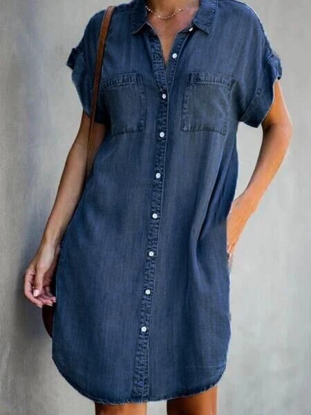 HERA - Mittellanges Kleid aus einfarbigem Denim