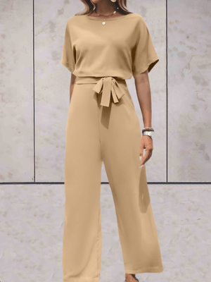 HERA - Jumpsuit mit Gürtel und kurzen Ärmeln