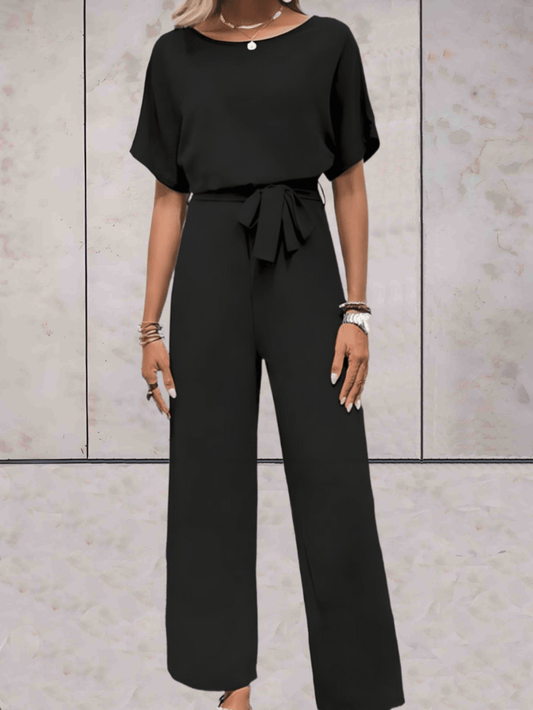 HERA - Jumpsuit mit Gürtel und kurzen Ärmeln