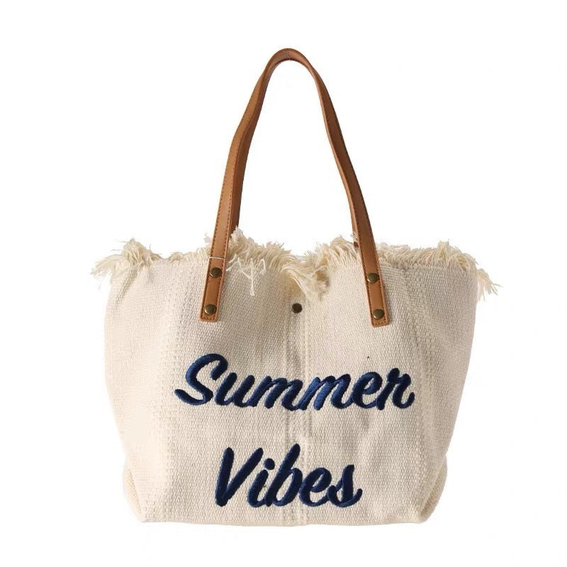 HERA Sommer Vibes Strandtasche | Bunte Strandtasche mit sommerlichem Aufdruck