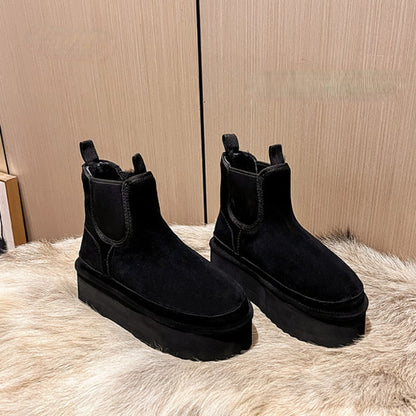 HERA Lässige Lederlieblinge: Damen Stiefeletten mit Velvet-Futter, Trendige Chelsea Stiefel