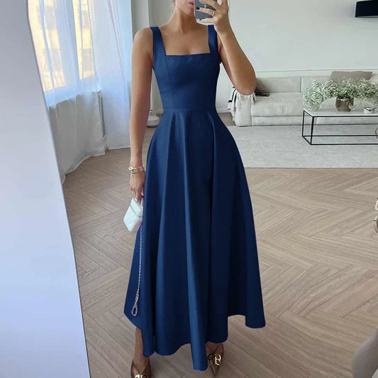 HERA Elegantes Kleid | Modernes ärmelloses Maxikleid mit hoher Taille für Frauen