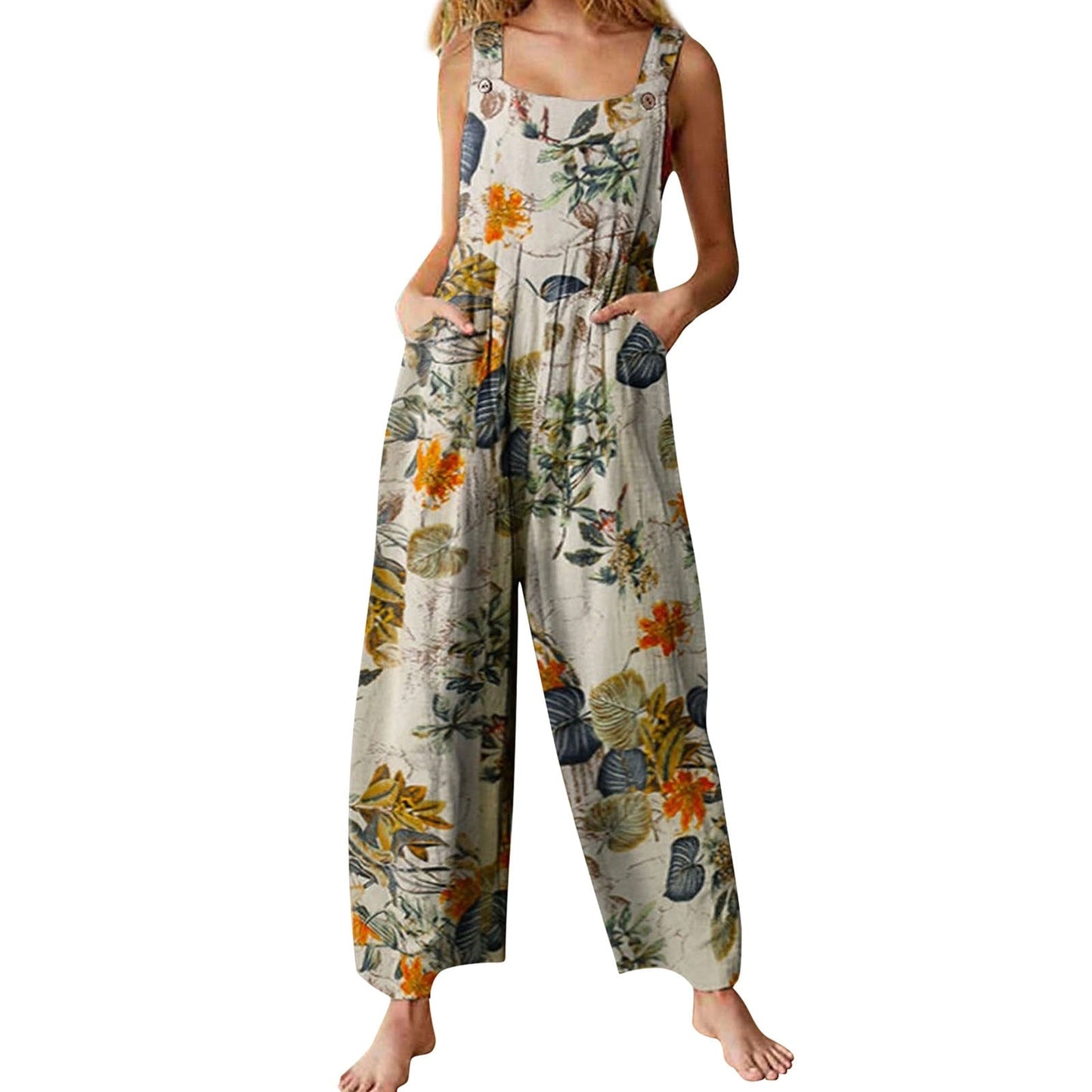 HERA -Stil Damen Jumpsuits | Sommerliche Overalls mit Multicolor-Muster